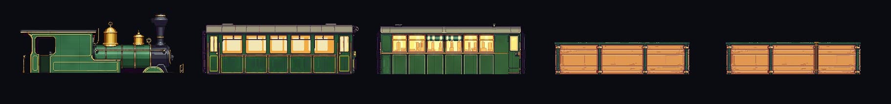 Le convoi de Sillon, locomotive et quatre wagons